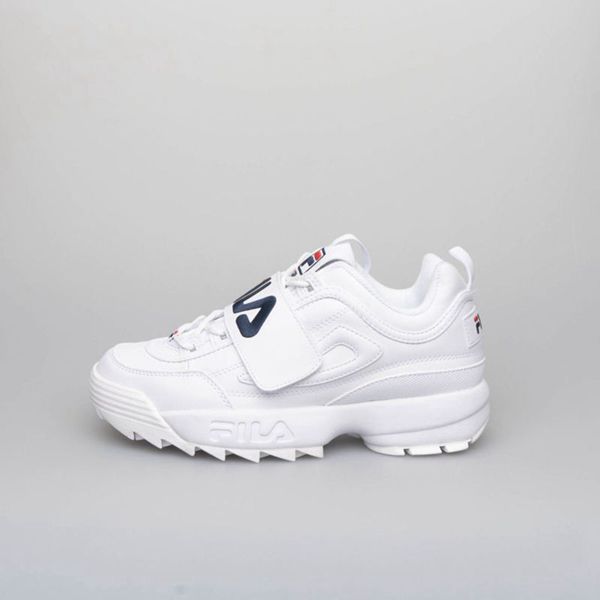 Tênis Fila Mulher Branco/Azul Marinho/Vermelhas - Fila Disruptor 2 Applique Portugal Lisboa,CVKL-795